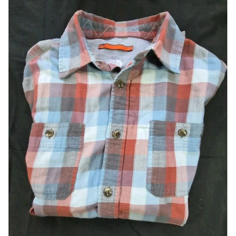 The North Face Light Flannel Long Sleeve Shirt Mens Size Large Plaid Hiking